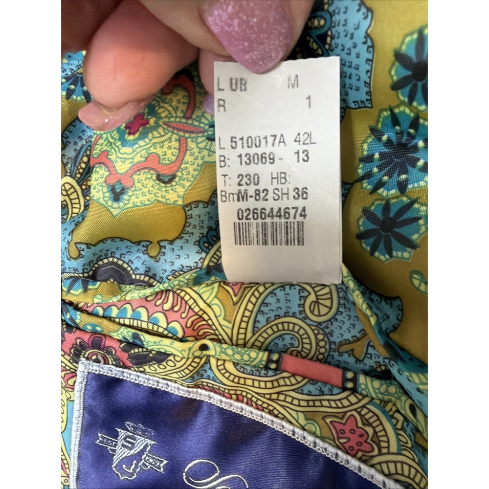 Sean John Blazer Mens 42L Long Green Corduroy Sport Coat Paisley Lined - Picture 12 of 13